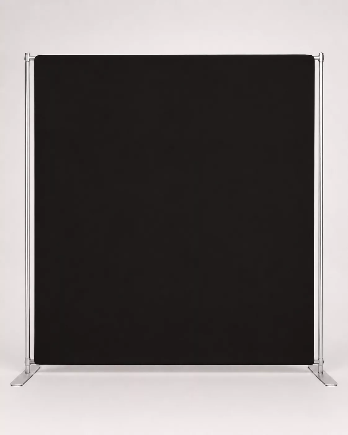 Solid black photo booth backdrop on a portable stand