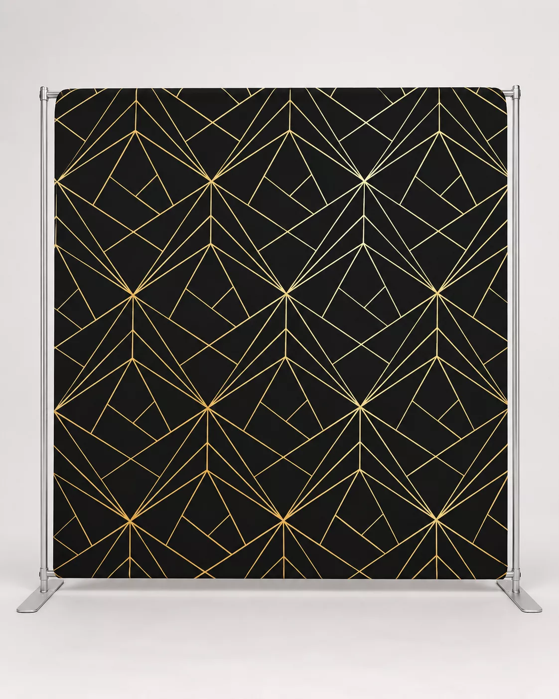 Black and gold geometric photo booth backdrop