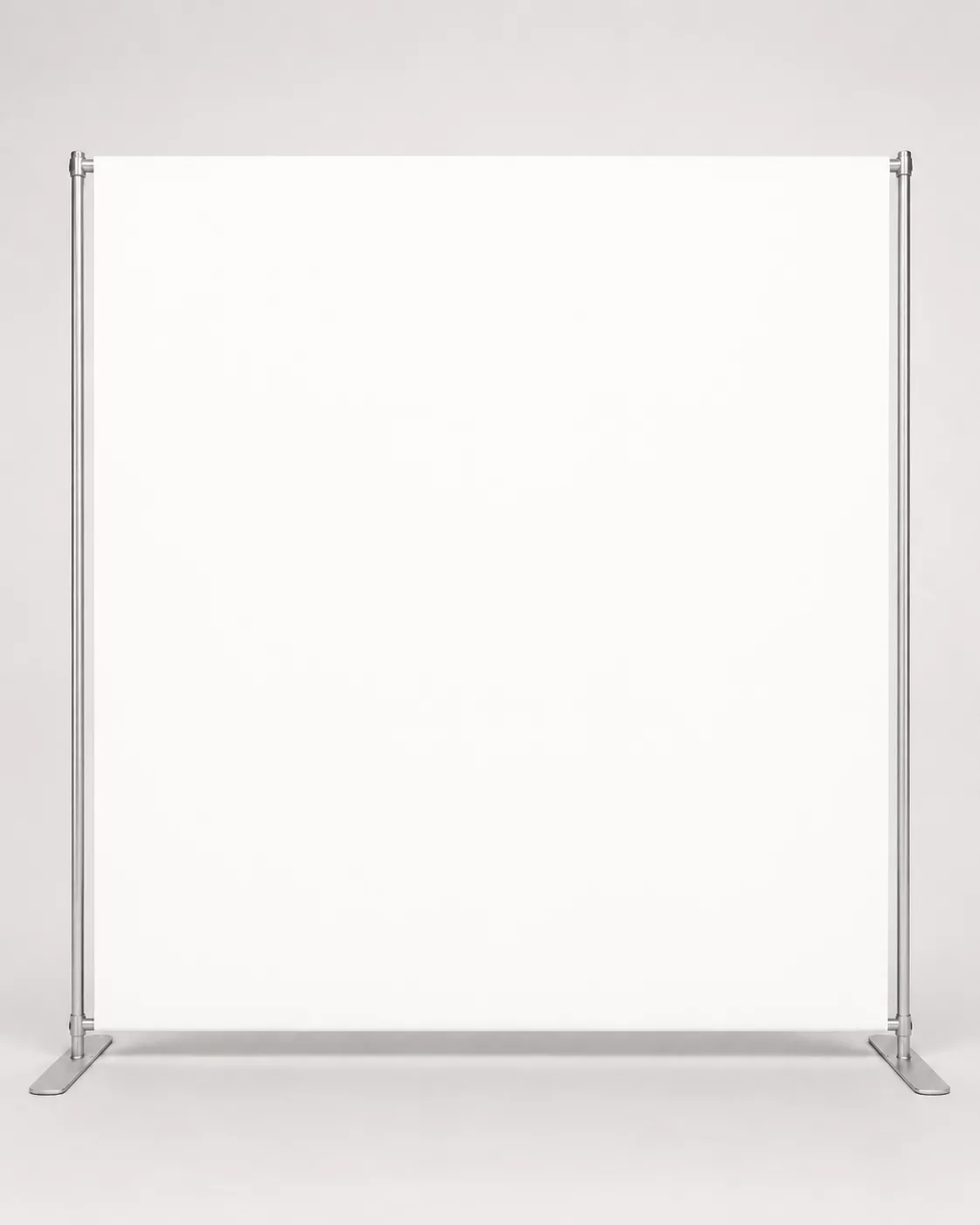 Solid white photo booth backdrop on a portable stand