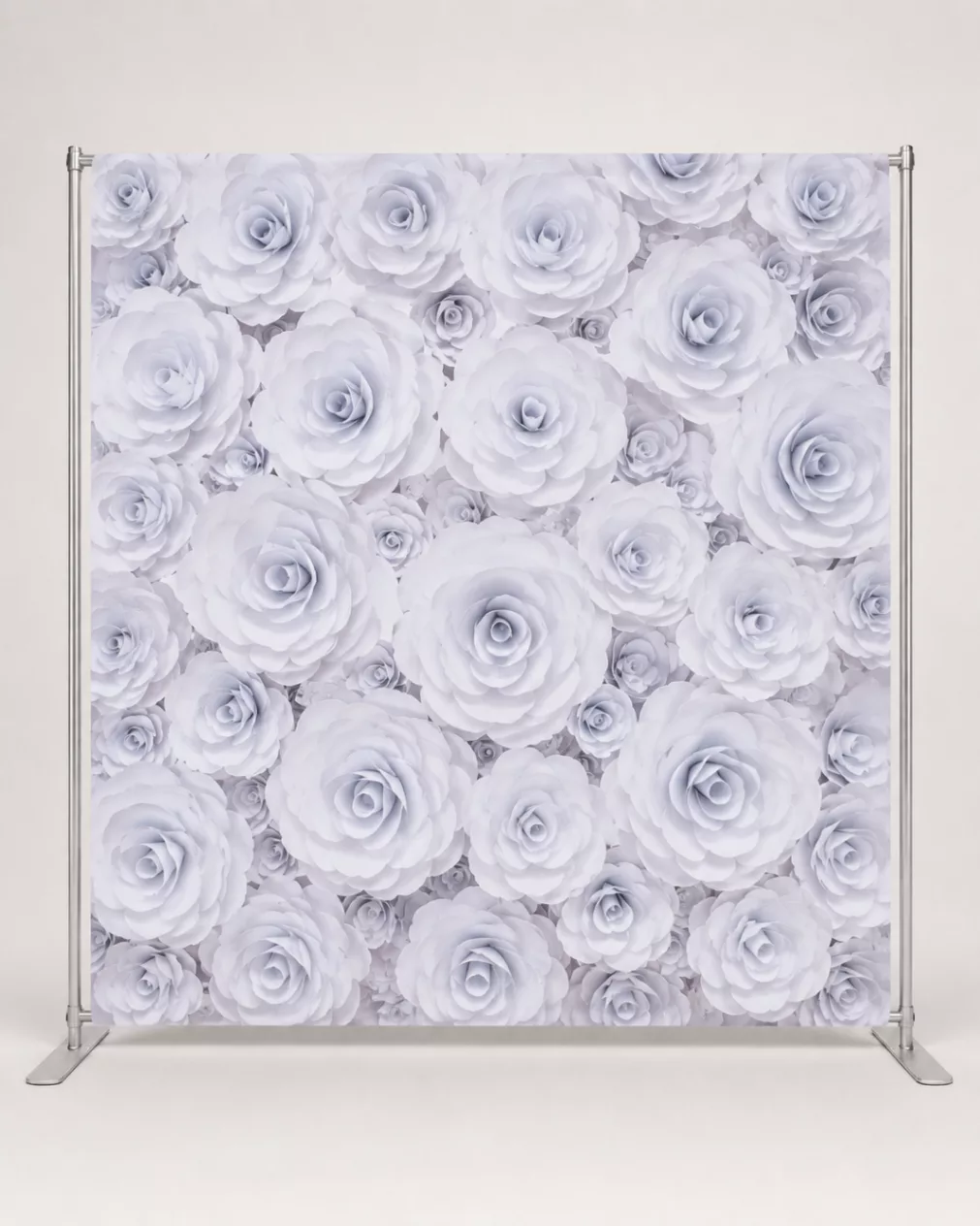 White floral rose wall photo booth backdrop