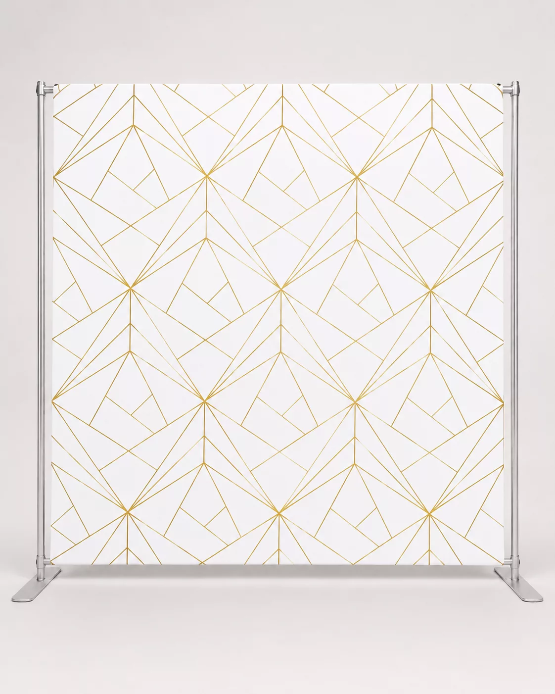 White and gold geometric photo booth backdrop