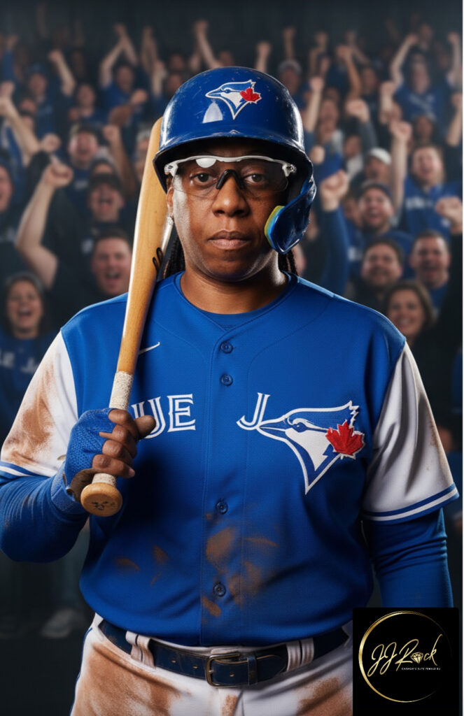 JJ Rock big Toronto Blue Jays Fan AI Image generated with Hamilton based Booth.Events